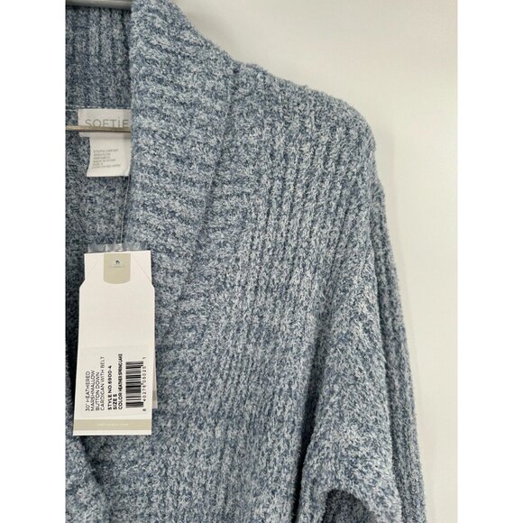 Softies 30" Marshmallow Button Down Cardigan w/ Belt sz S Heather Spring Lake - Picture 2 of 6